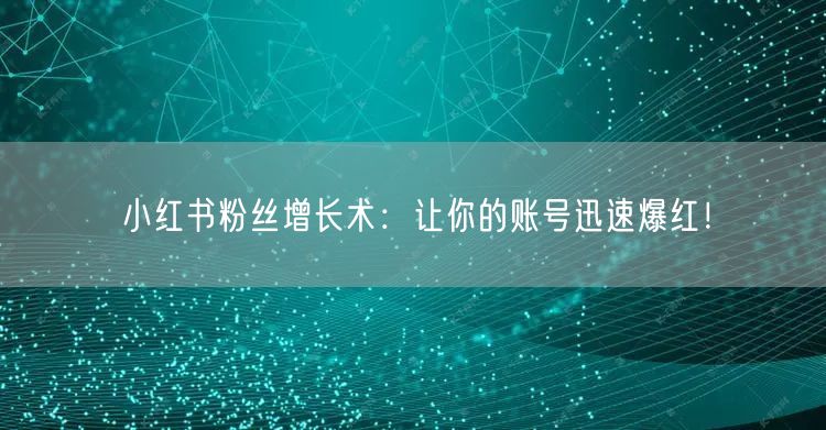 小红书粉丝增长术：让你的账号迅速爆红！